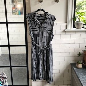 Who What Wear Black White Stripe Midi Dress 1X